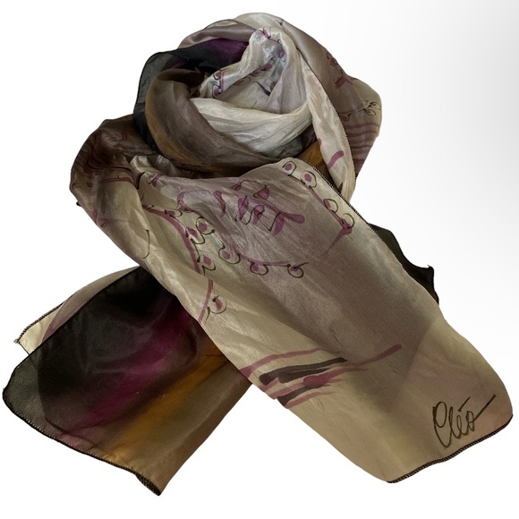 Cleo Handpainted 100% Silk Scarf - Picture 8 of 15